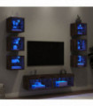 vidaXL 8 Piece TV Wall Units with LED Smoked Oak Engineered Wood