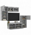 vidaXL 5 Piece TV Wall Units with LED Concrete Grey Engineered Wood