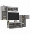 vidaXL 5 Piece TV Wall Units with LED Grey Sonoma Engineered Wood