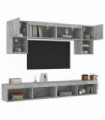 vidaXL 6 Piece TV Wall Units with LED Concrete Grey Engineered Wood