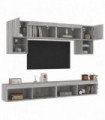vidaXL 6 Piece TV Wall Units with LED Grey Sonoma Engineered Wood