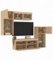 vidaXL 5 Piece TV Wall Units with LED Sonoma Oak Engineered Wood
