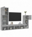 vidaXL 4 Piece TV Wall Units with LED Concrete Grey Engineered Wood