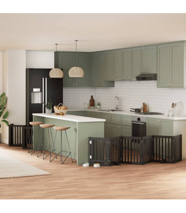 vidaXL Dog Gate with Door Foldable 12 Panels Black 600 cm Poplar Wood