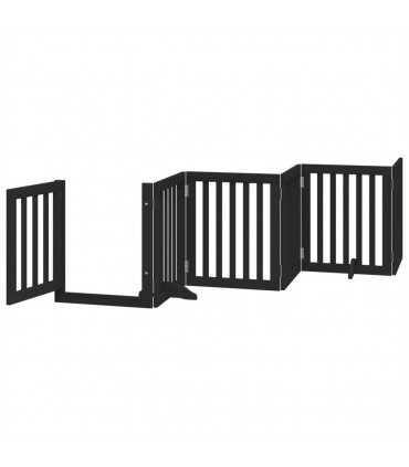 vidaXL Dog Gate with Door Foldable 12 Panels Black 600 cm Poplar Wood