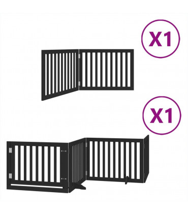 vidaXL Dog Gate with Door Foldable 6 Panels Black 480 cm Poplar Wood