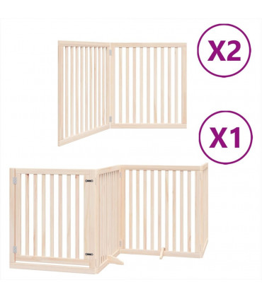 vidaXL Dog Gate with Door Foldable 8 Panels 640 cm Poplar Wood