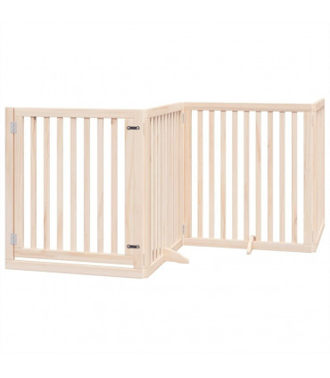 vidaXL Dog Gate with Door Foldable 8 Panels 640 cm Poplar Wood