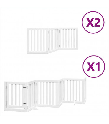 vidaXL Dog Gate with Door Foldable 12 Panels White 600 cm Poplar Wood