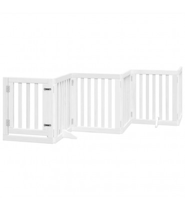 vidaXL Dog Gate with Door Foldable 12 Panels White 600 cm Poplar Wood