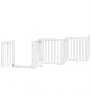 vidaXL Dog Gate with Door Foldable 12 Panels White 600 cm Poplar Wood