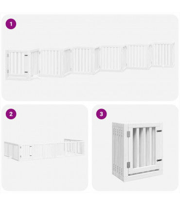vidaXL Dog Gate with Door Foldable 12 Panels White 600 cm Poplar Wood