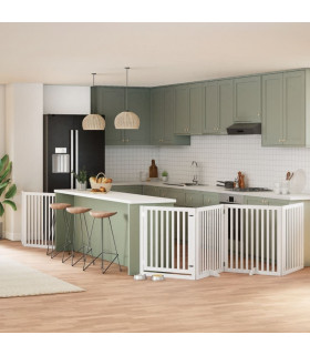 vidaXL Dog Gate with Door Foldable 6 Panels White 480 cm Poplar Wood