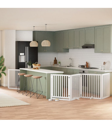 vidaXL Dog Gate with Door Foldable 6 Panels White 480 cm Poplar Wood