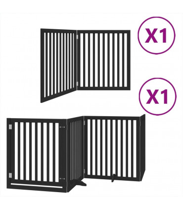 vidaXL Dog Gate with Door Foldable 6 Panels Black 480 cm Poplar Wood