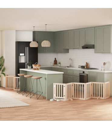 vidaXL Dog Gate with Door Foldable 15 Panels 750 cm Poplar Wood