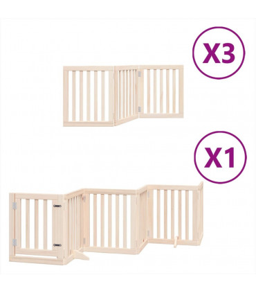 vidaXL Dog Gate with Door Foldable 15 Panels 750 cm Poplar Wood