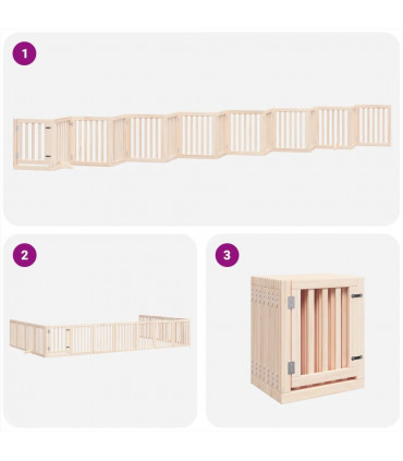vidaXL Dog Gate with Door Foldable 15 Panels 750 cm Poplar Wood