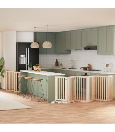 vidaXL Dog Gate with Door Foldable 12 Panels 600 cm Poplar Wood