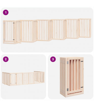 vidaXL Dog Gate with Door Foldable 12 Panels 600 cm Poplar Wood