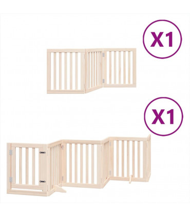 vidaXL Dog Gate with Door Foldable 9 Panels 450 cm Poplar Wood