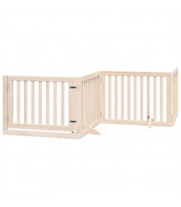 vidaXL Dog Gate with Door Foldable 8 Panels 640 cm Poplar Wood