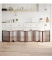 vidaXL Dog Gate with Door Foldable 6 Panels Brown 300 cm Poplar Wood