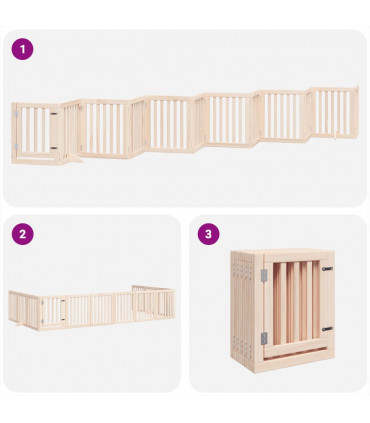 vidaXL Dog Gate with Door Foldable 12 Panels 600 cm Poplar Wood