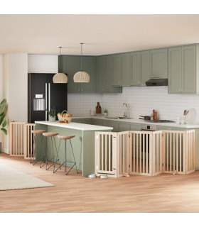 vidaXL Dog Gate with Door Foldable 15 Panels 750 cm Poplar Wood