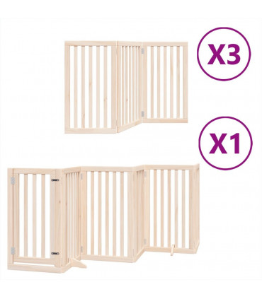 vidaXL Dog Gate with Door Foldable 15 Panels 750 cm Poplar Wood