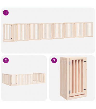 vidaXL Dog Gate with Door Foldable 15 Panels 750 cm Poplar Wood