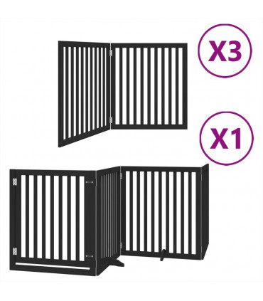 vidaXL Dog Gate with Door Foldable 10 Panels Black 800 cm Poplar Wood