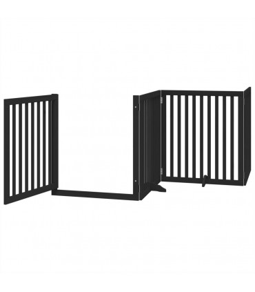 vidaXL Dog Gate with Door Foldable 10 Panels Black 800 cm Poplar Wood