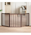 vidaXL Dog Gate Foldable 3 Panels Brown 150 cm Poplar Wood