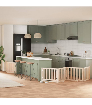 vidaXL Dog Gate with Door Foldable 6 Panels 480 cm Poplar Wood