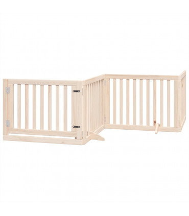 vidaXL Dog Gate with Door Foldable 6 Panels 480 cm Poplar Wood