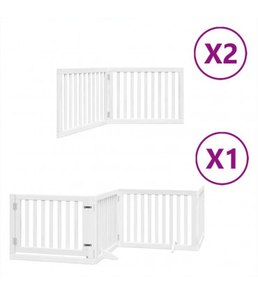 vidaXL Dog Gate with Door Foldable 8 Panels White 640 cm Poplar Wood