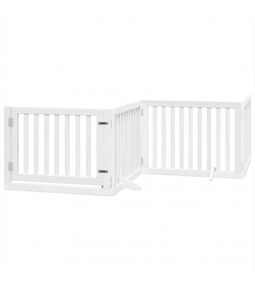 vidaXL Dog Gate with Door Foldable 8 Panels White 640 cm Poplar Wood
