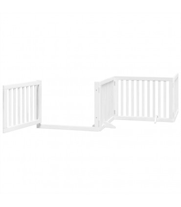 vidaXL Dog Gate with Door Foldable 8 Panels White 640 cm Poplar Wood