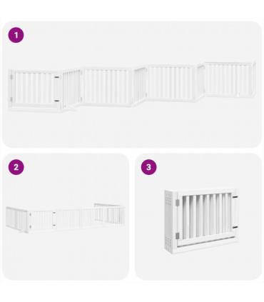 vidaXL Dog Gate with Door Foldable 8 Panels White 640 cm Poplar Wood