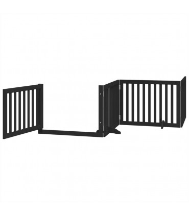 vidaXL Dog Gate with Door Foldable 10 Panels Black 800 cm Poplar Wood