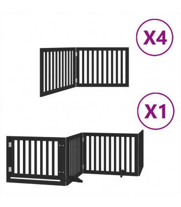 vidaXL Dog Gate with Door Foldable 12 Panels Black 960 cm Poplar Wood