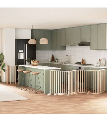 vidaXL Dog Gate with Door Foldable 8 Panels 640 cm Poplar Wood