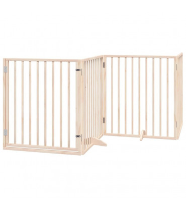 vidaXL Dog Gate with Door Foldable 8 Panels 640 cm Poplar Wood