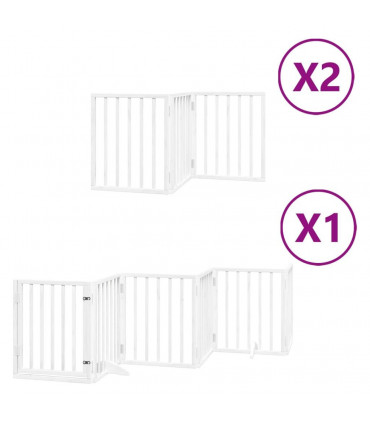 vidaXL Dog Gate with Door Foldable 12 Panels White 600 cm Poplar Wood