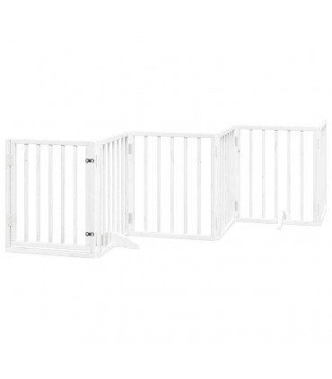 vidaXL Dog Gate with Door Foldable 12 Panels White 600 cm Poplar Wood