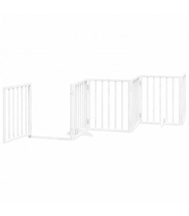 vidaXL Dog Gate with Door Foldable 12 Panels White 600 cm Poplar Wood
