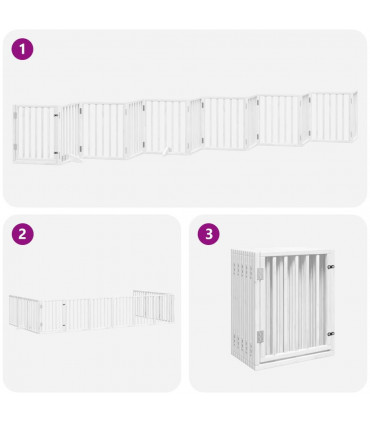 vidaXL Dog Gate with Door Foldable 12 Panels White 600 cm Poplar Wood
