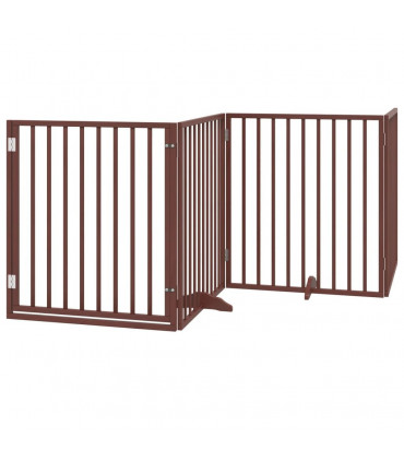 vidaXL Dog Gate with Door Foldable 10 Panels Brown 800 cm Poplar Wood