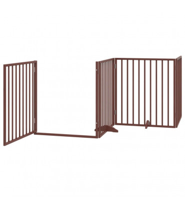 vidaXL Dog Gate with Door Foldable 10 Panels Brown 800 cm Poplar Wood